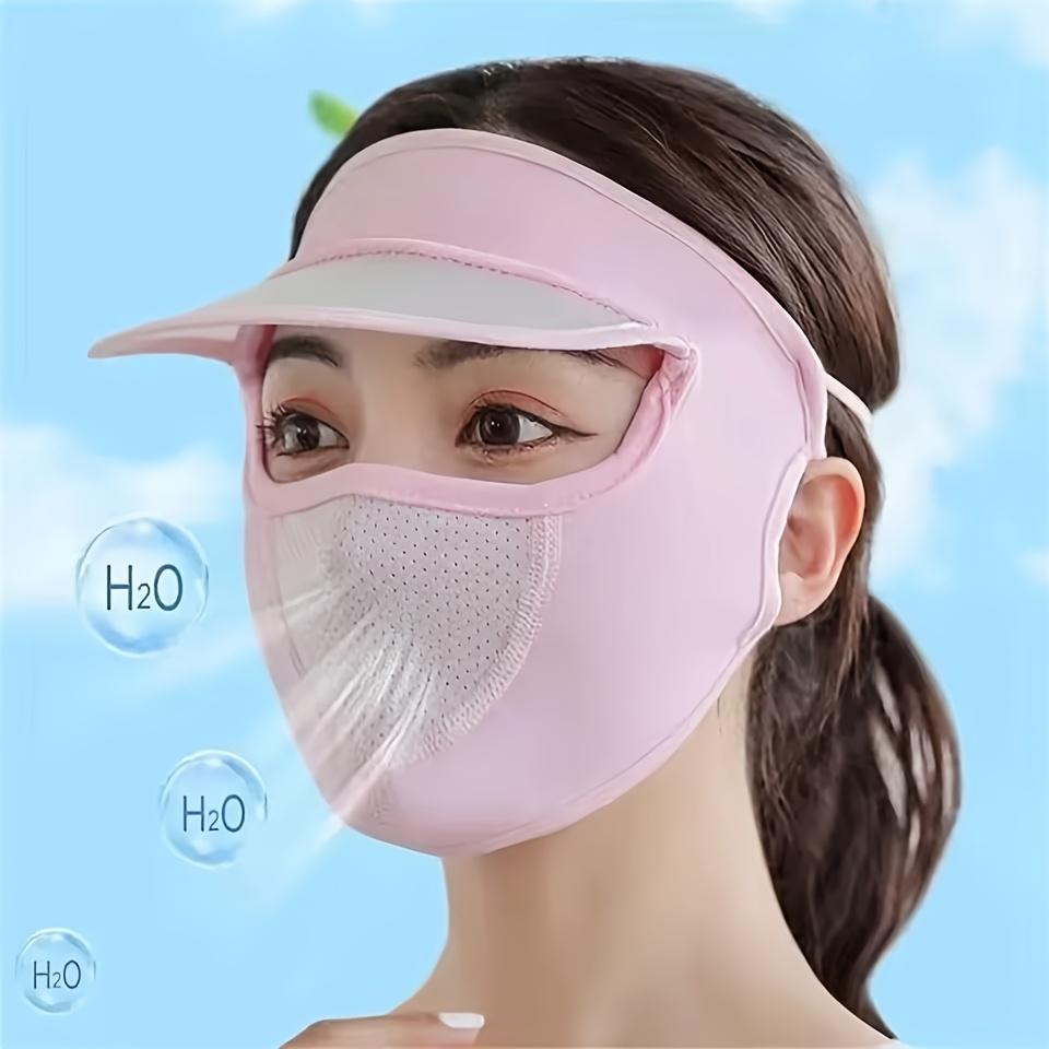 Summer Sun Protection Face Covering with Visor - Breathable Polyester Face Scarf, Elastic Fit, Sun-Proof, Washable Full Face Mask for Going OutC