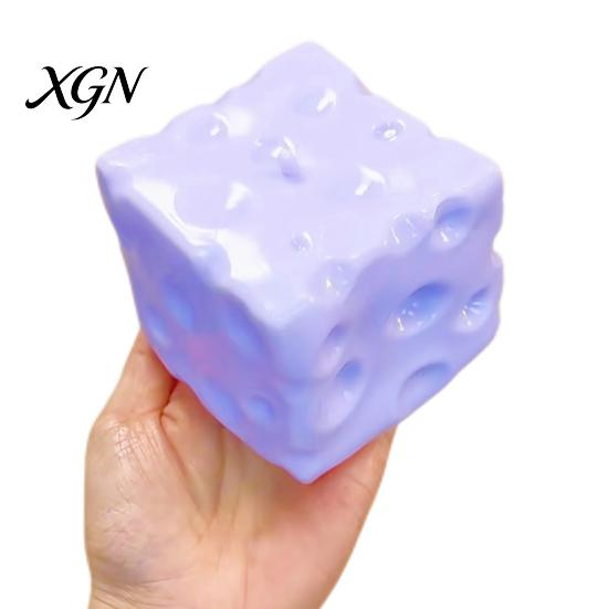 Cheese Sensory Tools Blueberry Squeeze Toy, Stress Relief Block Slow Soft Toy Rising Cube Pinch for Home Office Focus Aid Fidget