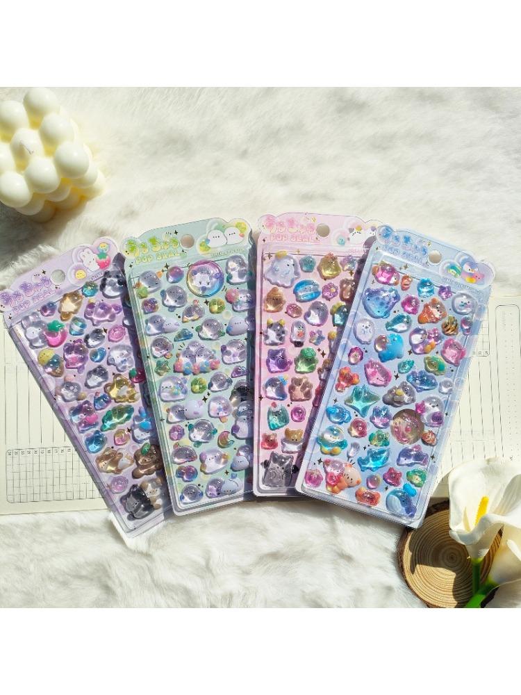 shiny crystal decorative stickers featuring cute animal and flower designs suitable for phone cases and laptop stickers