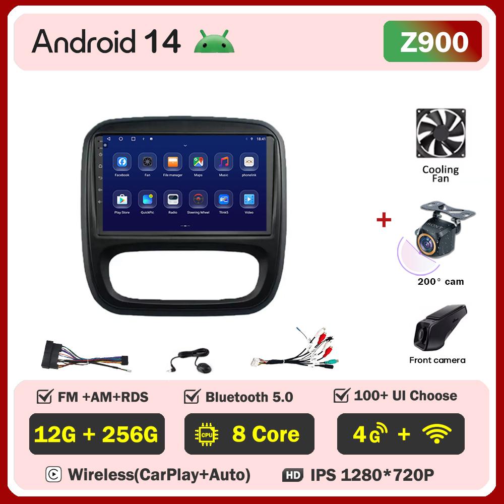 Android 14 интеллектуальные автомобильные системы для Renault Traffic 3 2014 - 2021 для Opel Vivaro B 2014 - 2018 автомобильный радиоплеер стерео головное устройство