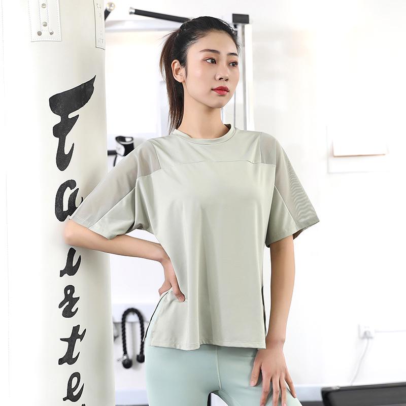 Женская быстросохнущая летняя футболка для йоги 2025: Свободная, дышащая футболка с коротким рукавом для бега и фитнеса