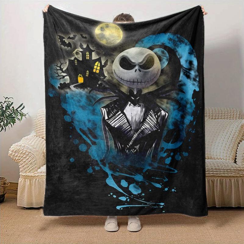 1pc, Jack Skellington Home Decor Blanket: A Cozy Halloween Gift for Your Bedroom, Living Room, or Travel, Flannel Throw Blanket, Sofa Blanket, Outdoor
