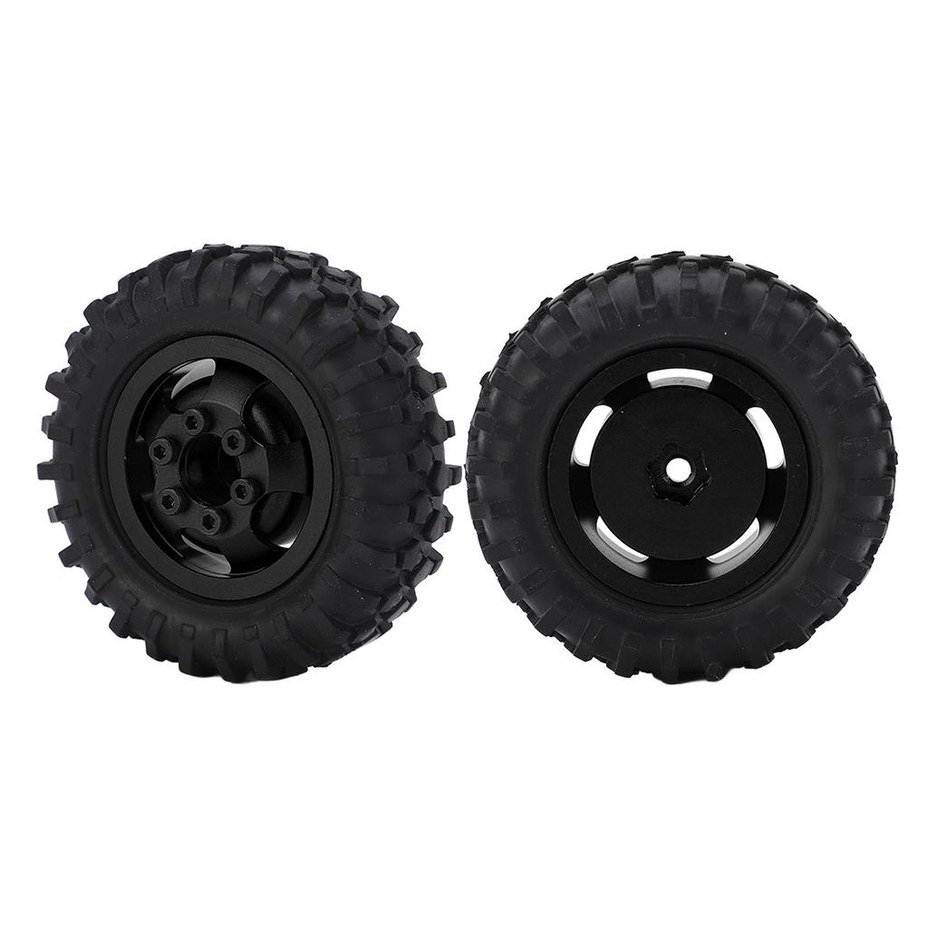 2pcs Set 55mm Metal Wheel Rims Tires Set for AXIAL SCX24 1 24 RC Car Wheel Rim Rubber TyreBlack