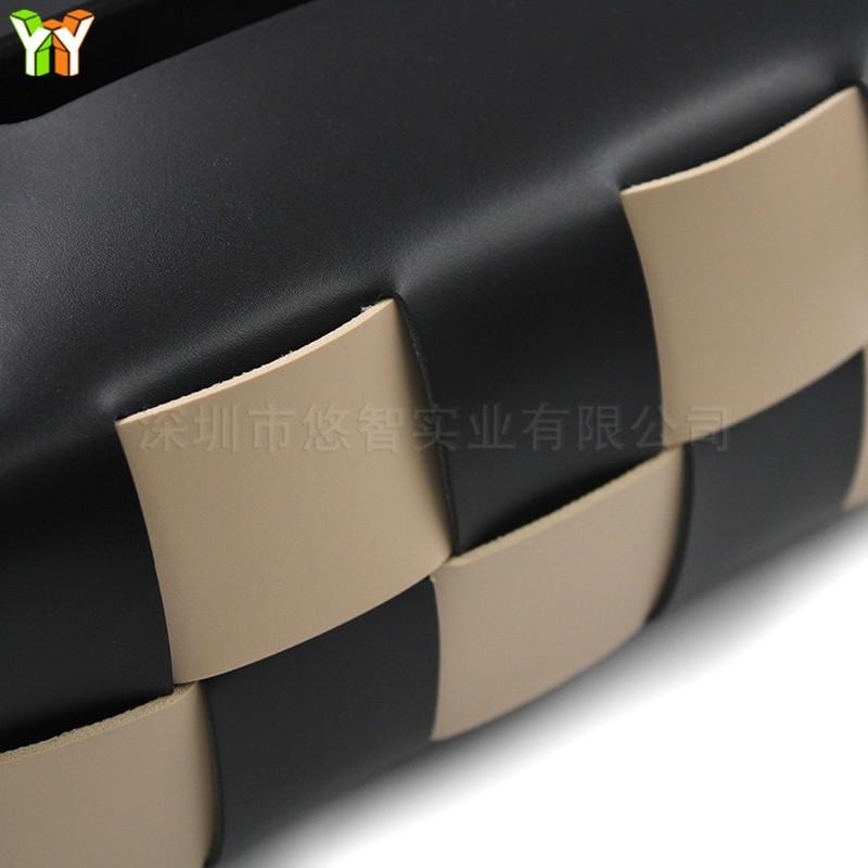 Modern PU Leather Tissue Box Cover With Checkerboard Living Room Bathroom Car Desk Decor