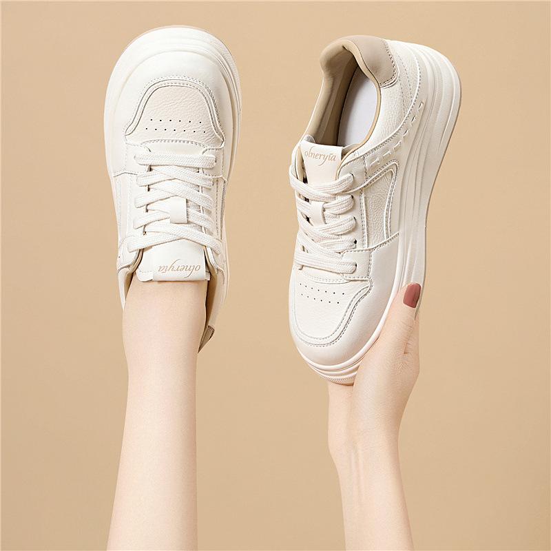 Модные маленькие белые туфли весенние новинка на толстой подошве см платформы повседневные спортивные универсальные с небольшим увеличением роста маффины женские туфли