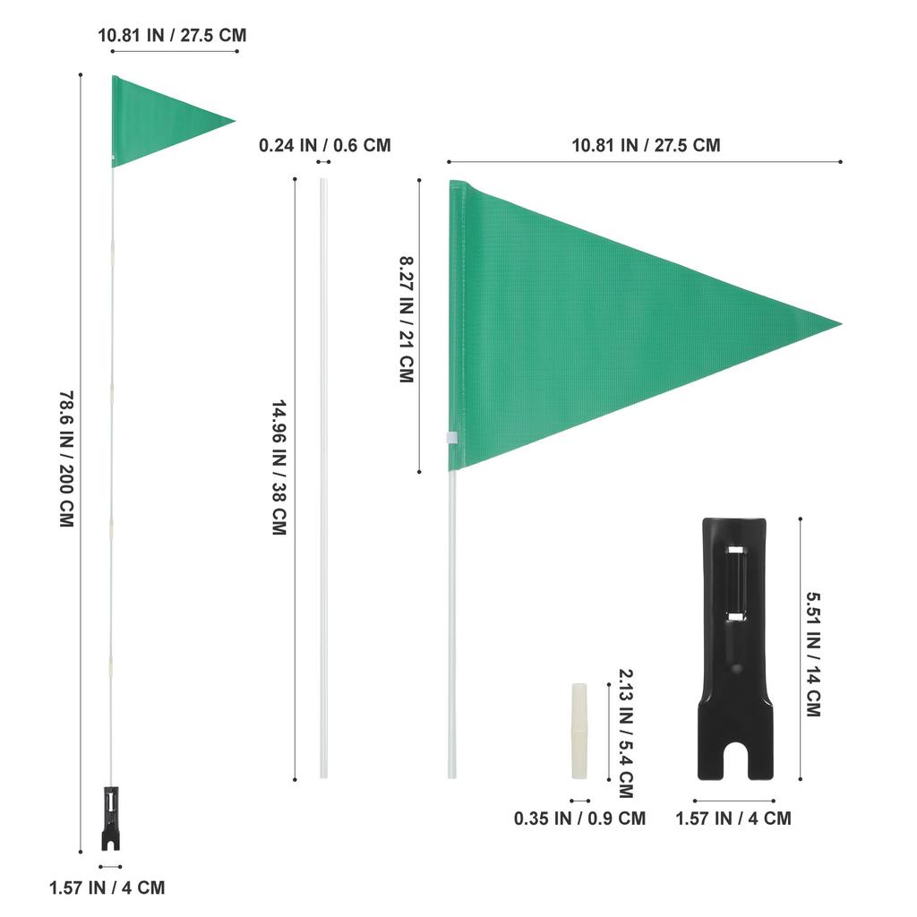 1Set Bike Flag Adjustable 5-Section Detachable Pole Children's Tail Triangular Safety Flag Waterproof Reflective High Visibility