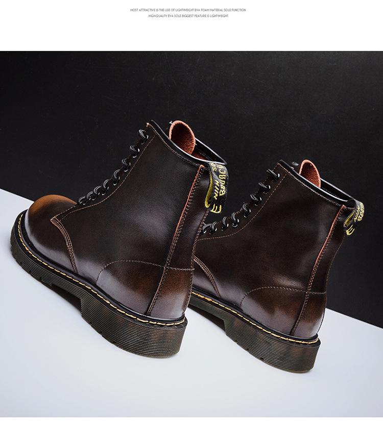 Men's High-Top Martin Boots - British & Korean Style Winter Leather Work Shoes, Versatile Trendy Casual Footwear with Velvet, Autumn Collection