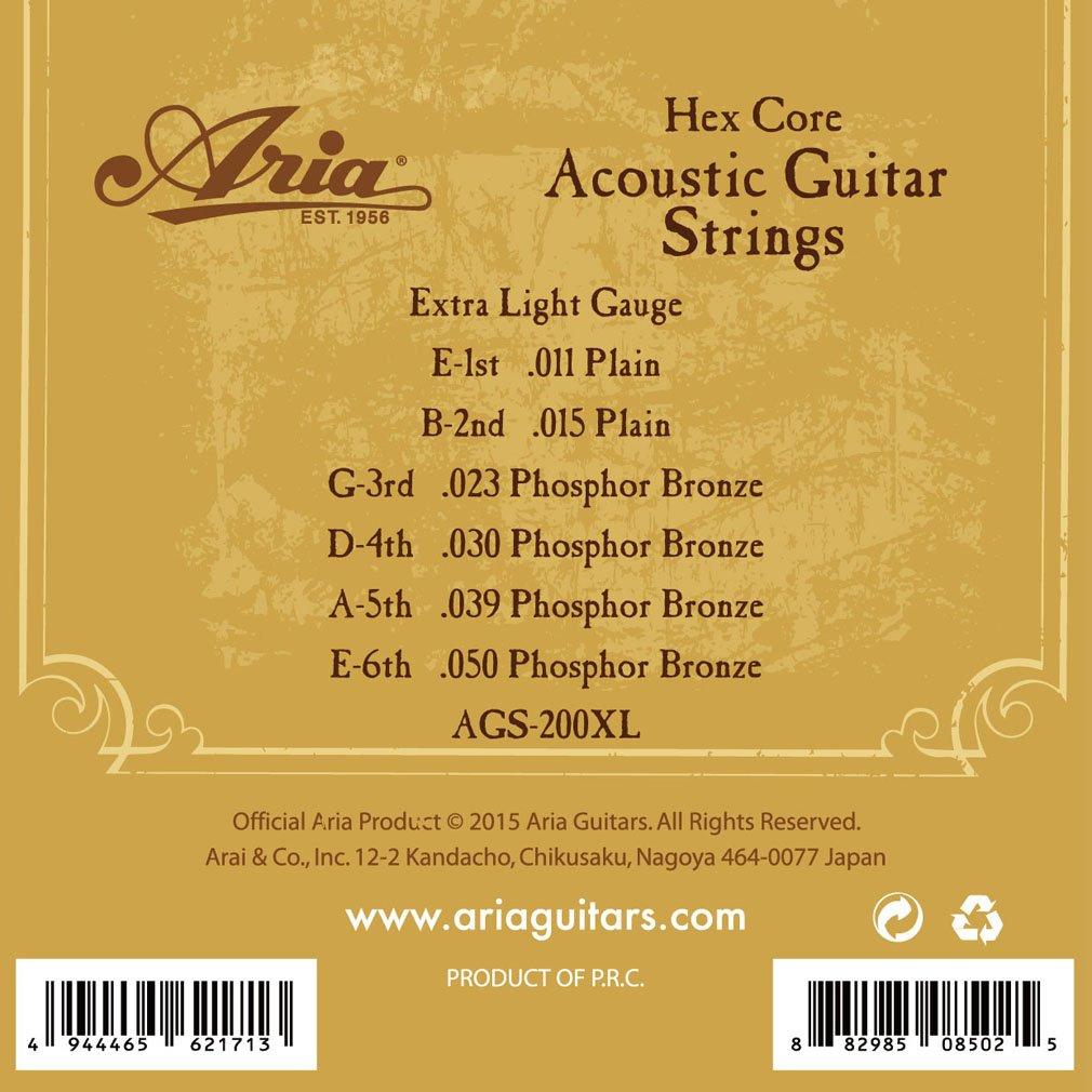 Струны для акустической гитары ARIA Folk Guitar Extra Light Phosphor Bronze AGS-200XL