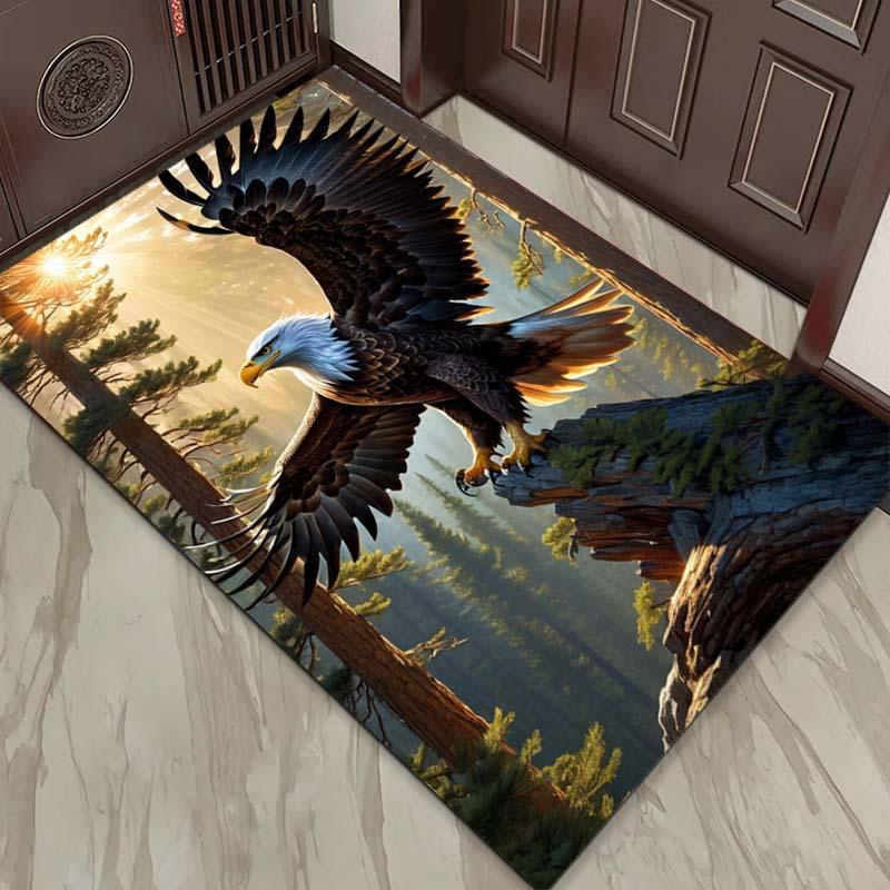 3D Eagle Take-off Printing Area Carpet-non-slip Polyester Chair Carpet Pad, Living Room Interior Bedroom Decoration