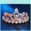 Элегантное корейское кольцо-корона с покрытием из розового золота и сверкающими драгоценными камнями для женской модной бижутерии