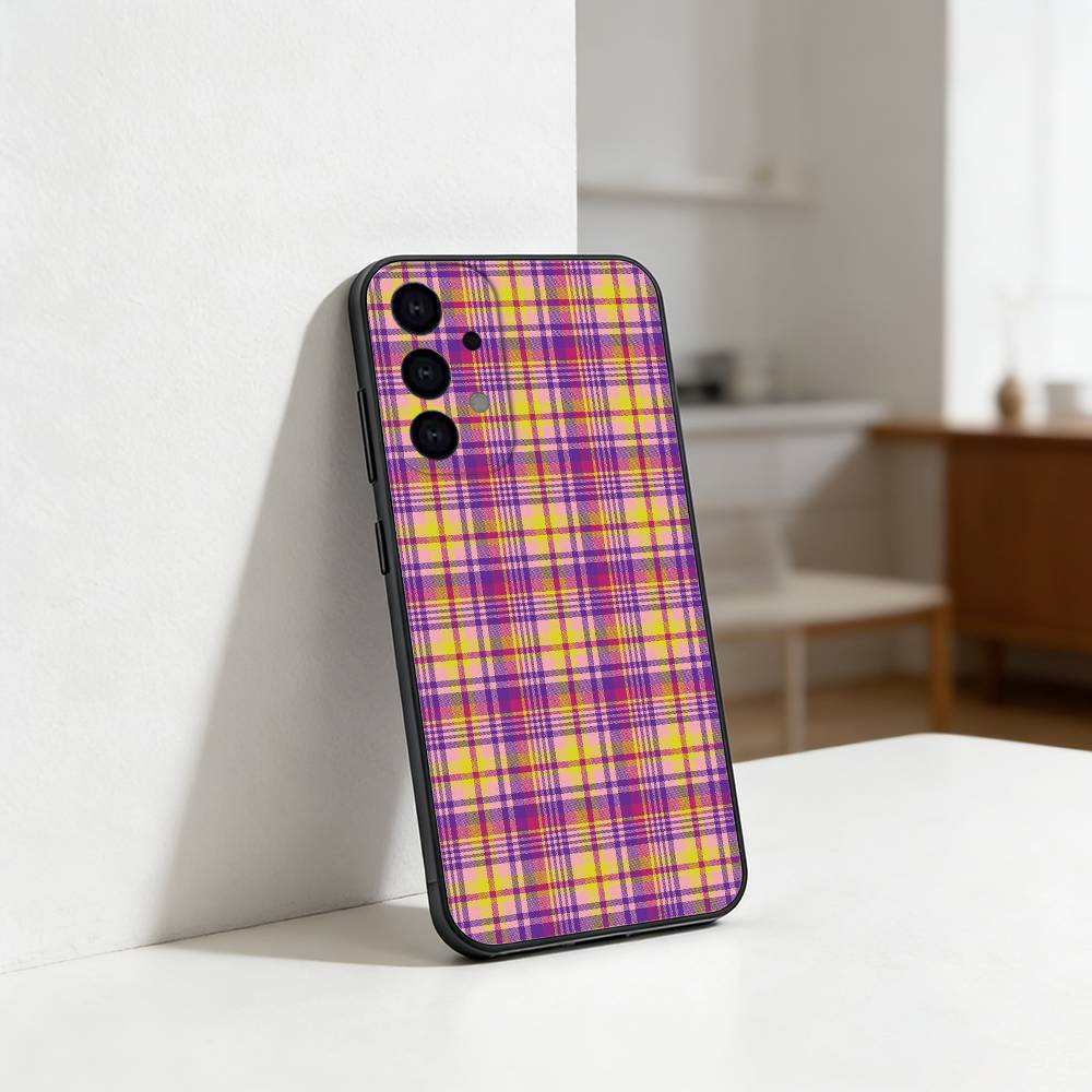 Крутой чехол для телефона с узором P-Фиолетовый P-Клетка для Samsung S25,S24,S21,S22,S23,S30,Ultra,S20,Plus,Fe,Lite Черный корпус