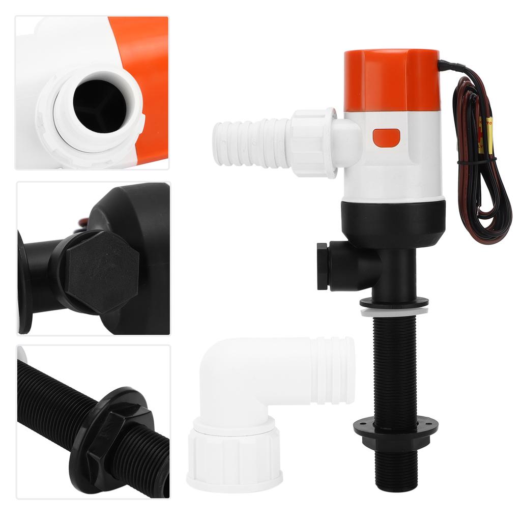 Fishing Boat Aeration Pump Live Bait Tank Aerator Submersible Cartridge Marine Accessories12V 1100GPH