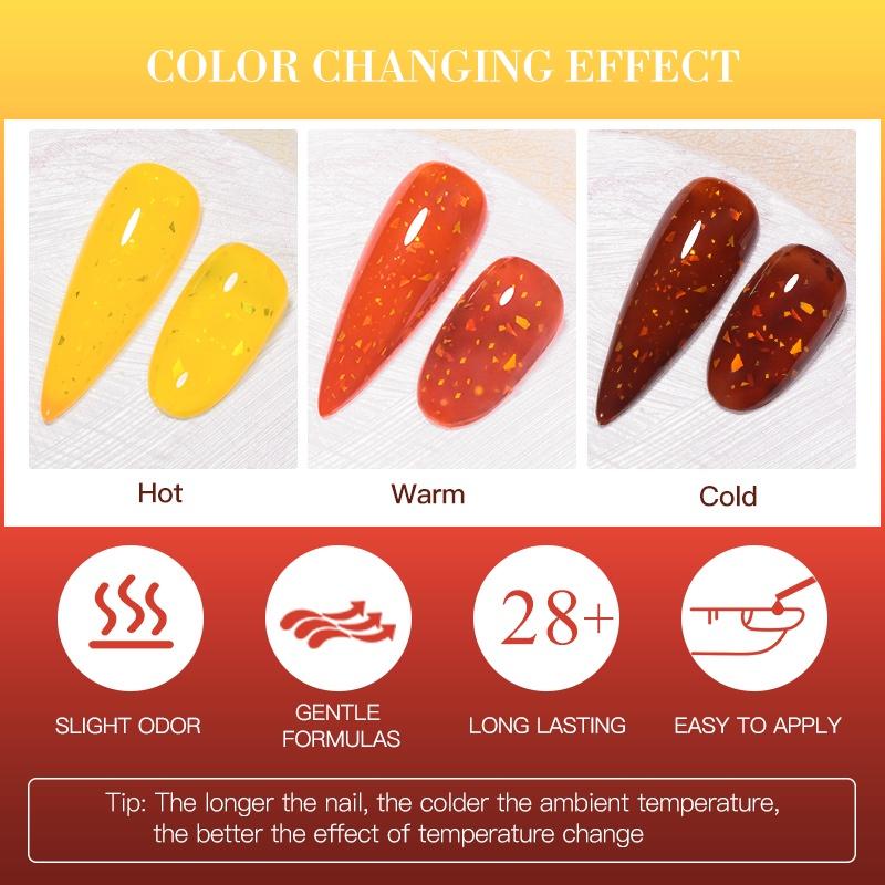 Mtssii 7ml Gold Glitter Thermal Nail Gel Polish Temperature Color Changing Gel Polish Semi Permanent Soak Off UV Gel