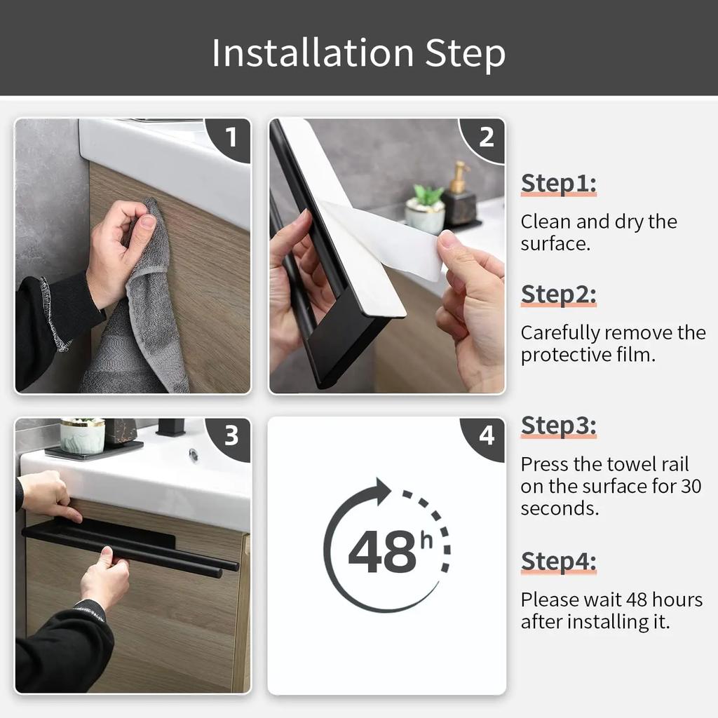 Stainless Steel Towel Bar Home Double-pole Paper Roll Rack Towel Rack Bathroom Kitchen Storage Rack Single-pole Towel Bar Set