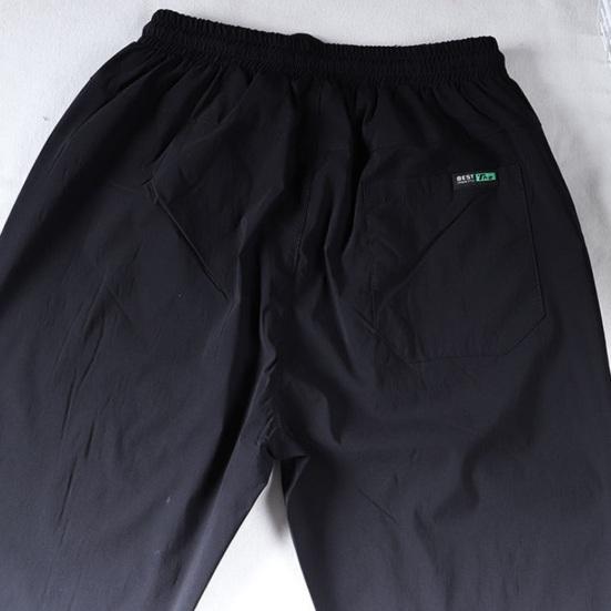 Мужские брюки Свободные ледяные шелковые быстросохнущие шнурки с эластичной резинкой на талии Широкие боковые карманы Сплошной цвет Спортивные спортивные штаны для тренировок Длинные брюки