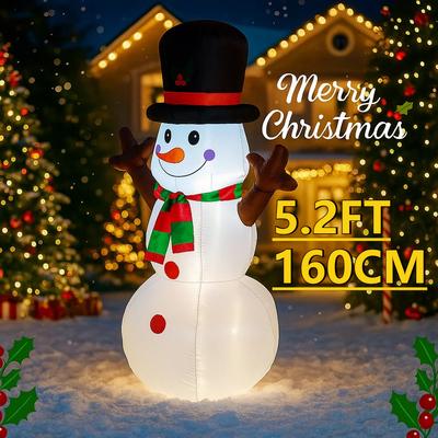 5.2FT Светодиодный надувной рождественский декор для двора Снеговик Игрушка Подарок Рождественские уличные украшения для дома Орнамент Праздничные принадлежности Праздничный декор