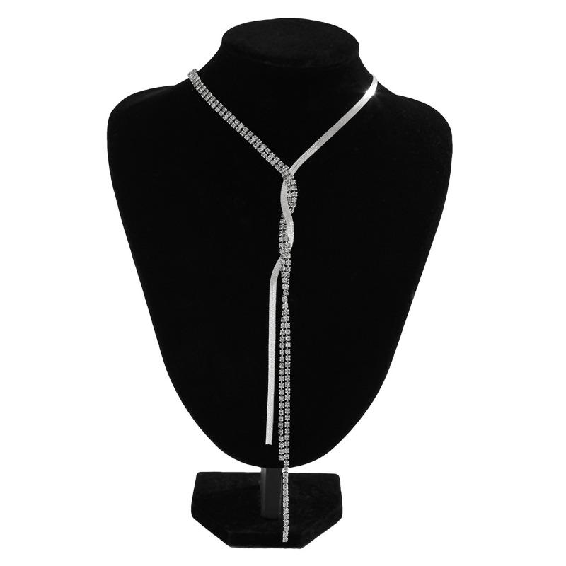 Крутое минималистичное медное ожерелье-цепочка в виде змеи для женщин, модное плетеное ожерелье с кристаллами и длинной кисточкой на ключицы, ожерелья, ювелирные изделия