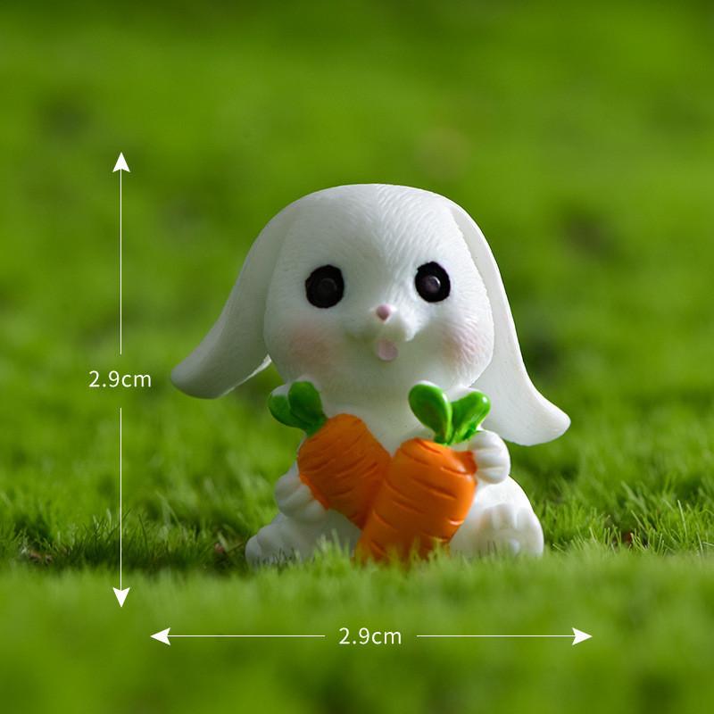 Cute Resin White Rabbit Ornament Enchanting Garden Miniature Decor Piece