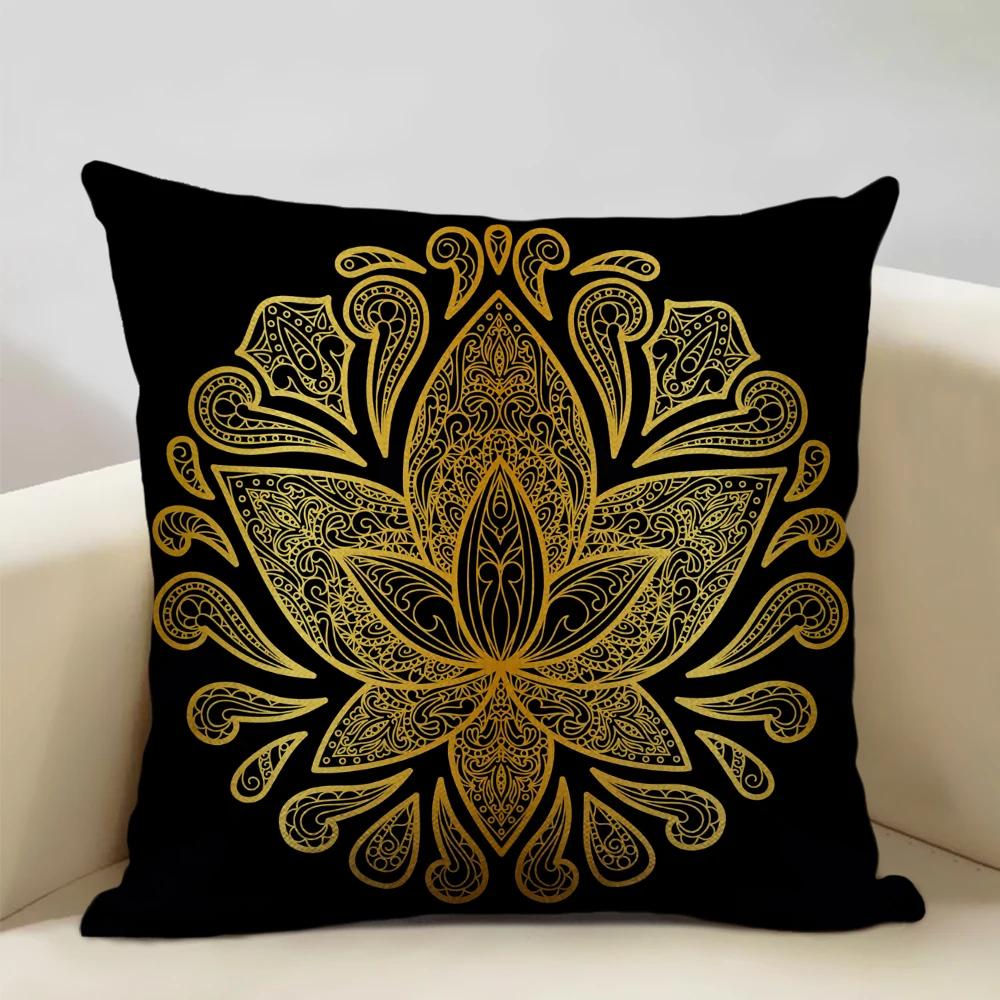 Mandala Sofa Decorative Throw Pillow Case, Hamsa Cushion Cover, Home Living Room Pillow Cover, 45x45cm
