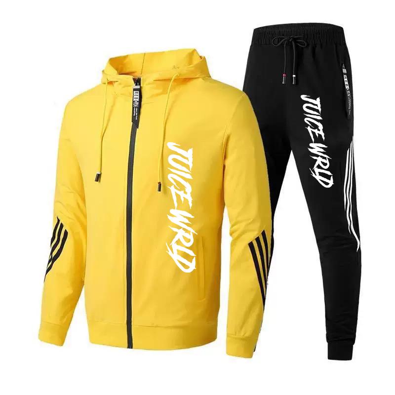 Zipper Sports Set JUICE WRLD Printed Set Athletic Tracksuit Zipper Hoodies Sport Suits Hooded Jacket and Sweatpants 2 Pieces Set