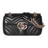 Gg Marmont Металлический Логотип Цепочка Плечевой Ремень Кожа Ягненка Сумка-Почтальон Маленькая Женская Черная