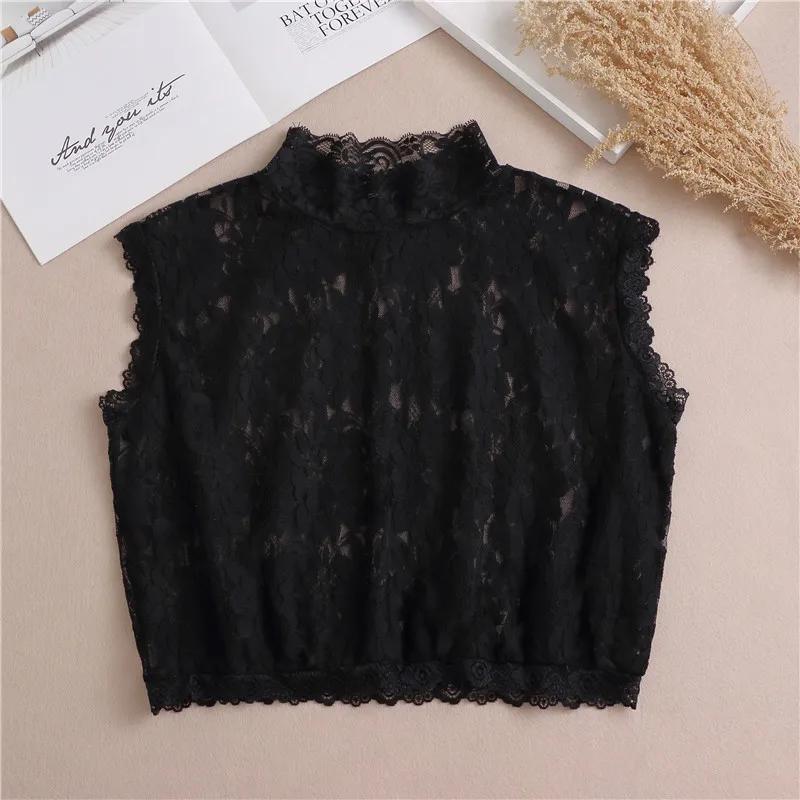 Chiffon Lace Floral Fake Collar for Women High Neck Sweater Blouse Detachable Collars Ladies False Collar Neck Tie Decorative