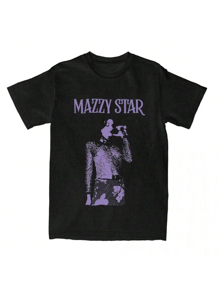 Mazzy Star Мужская Женская Футболка Летняя Винтажная Оверсайз 100% Хлопок Повседневная Футболка с Круглым Вырезом Модная Футболка Большого Размера