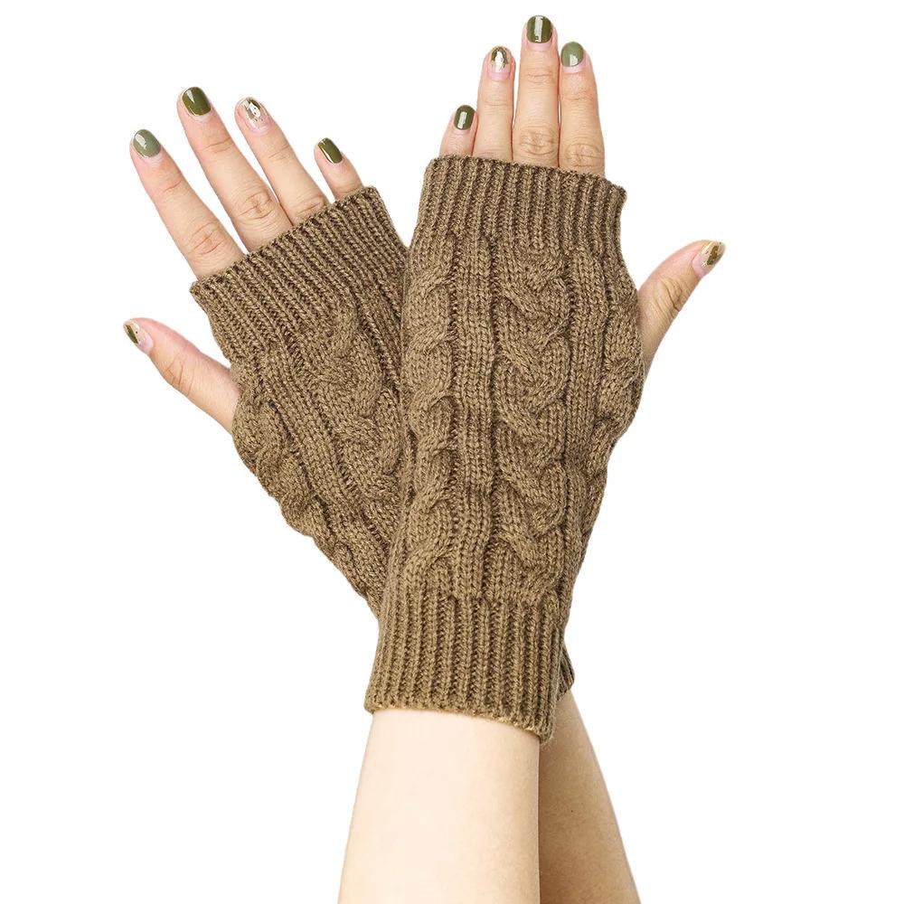 Women Knitted Arm Warmer Long Fingerless Gloves Mitten Winter Y2K Solid Arm Sleeve Fashion Casual Soft Girls Clothes Punk Gloves