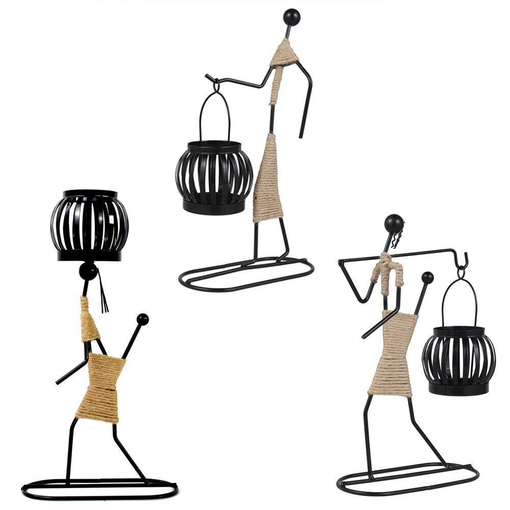 Nordic Metal Candlestick Abstract Character Sculpture Candle Holder Decor Handmade Figurines Room Home Decoration Art Gift