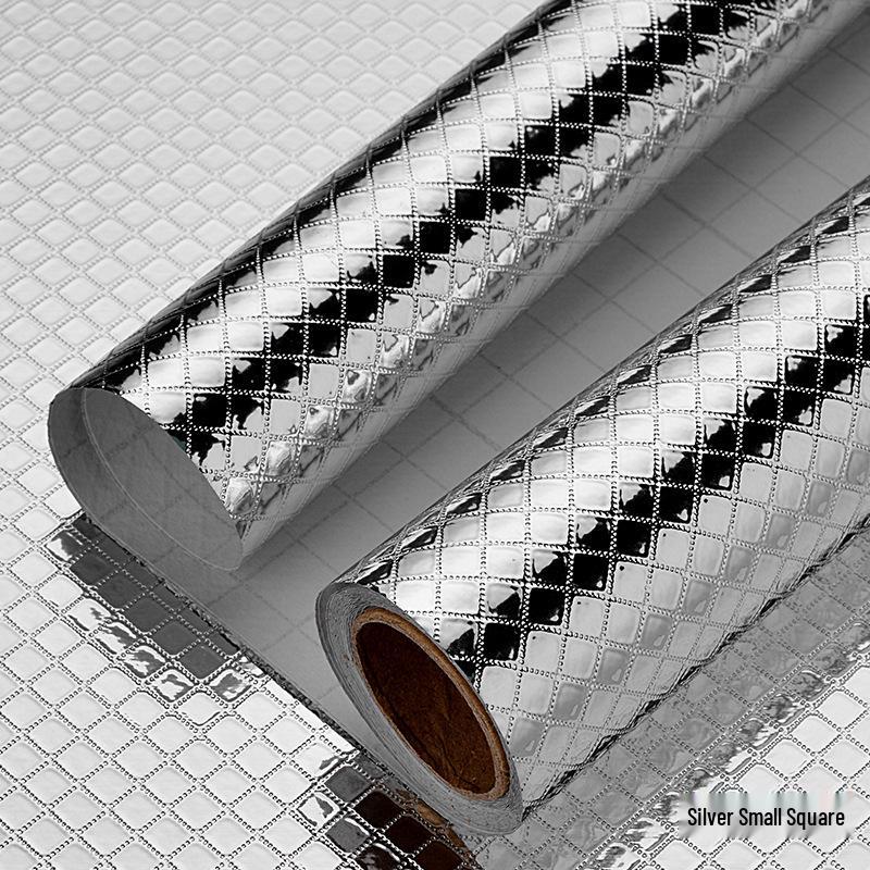 Oil-Proof Waterproof Self-Adhesive Kitchen Stickers: Moisture & Heat Resistant Tin Foil Wallpaper.