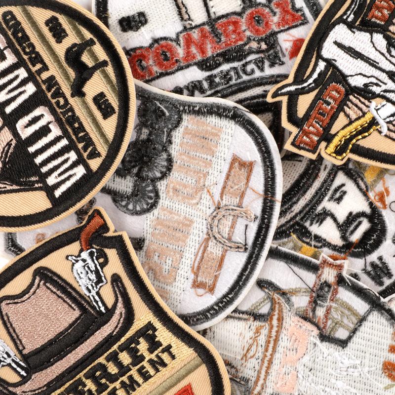 Вышитый логотип, значок, круглая персонализированная нашивка, наклейка, нашивка, наклейка в стиле вестерн, нашивка, аксессуары, наклейка из ткани