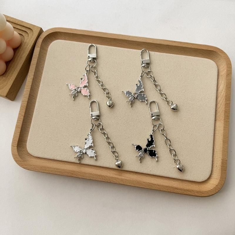 Цепочка с подвеской в виде бабочки в форме сердца, милые милые подвески, брелок для ключей, украшение на рюкзак для женщин и девочек