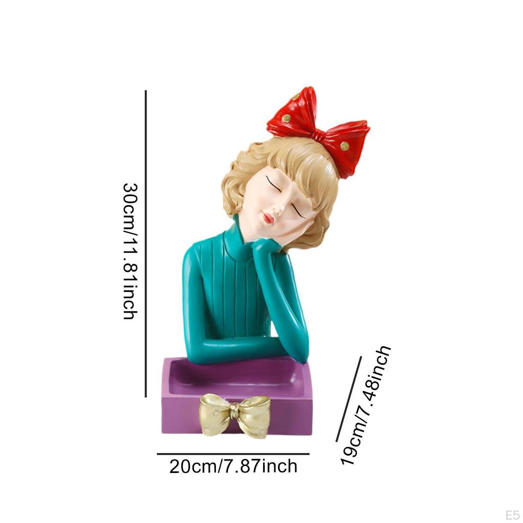 Украшение в виде девочки из смолы, центральная чаша и ящик для хранения для офиса или шкафа