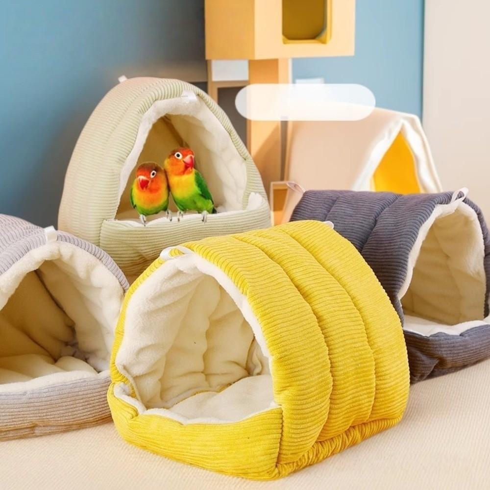 Hanging Pet Bird Bed Warm Cotton Stuffed Bird Hut New Budgie Hammock for Winter