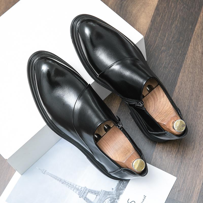 British Style Pointed Elegant Men's Dress Shoes Anti Slip Wear-resistant Men's Leather Casual Shoes Work Shoes Low Cut Versatile