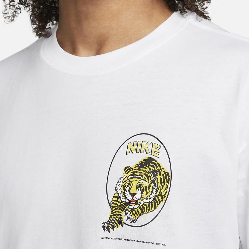 Nike Футболка с круглым вырезом с рисунком тигра, мужские топы, желтый DO6627-100