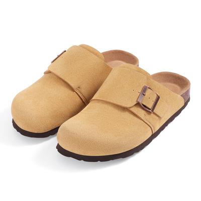 Мода Улыбка 2025 Новые Мюли Женские Замшевые Сабо Мягкие Кожаные Сабо Классические Пробковые Сабо Нескользящие Тапочки Женские Мюли Домашние Сандалии Пряжка