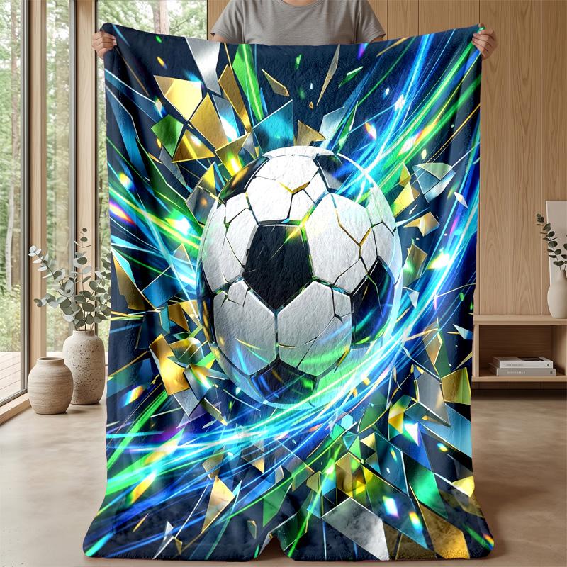 Soccer Ball in Flames Theme blanket Lightweight Warm Flannel Blanket Decorative Throw Blanket for Home Decoration