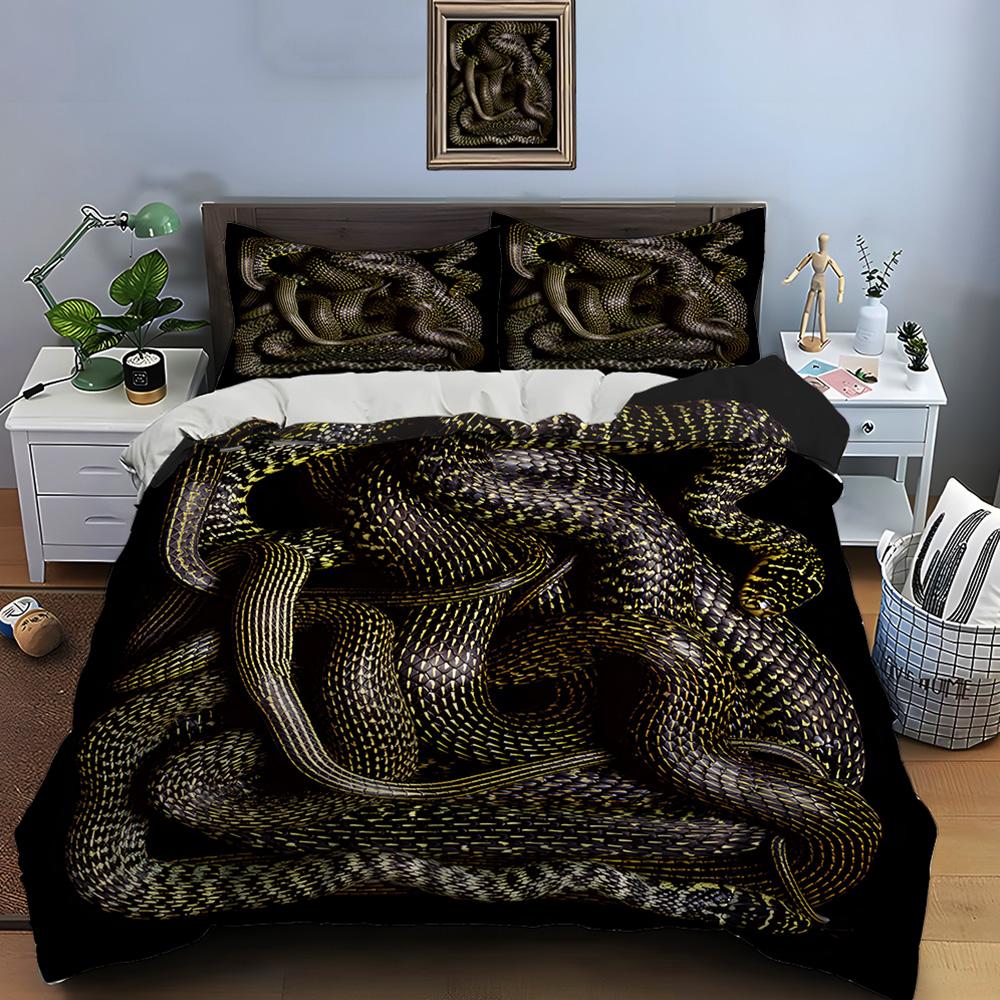 10 Sizes HD Snake Print Bedding Set Duvet Cover 1 Duvet Cover 2 Pillowcases Adult and Children Bedding Set Luxury for Gifts