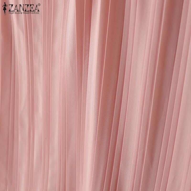 ZANZEA Женская повседневная блузка с круглым вырезом, однотонная, свободного кроя, без рукавов