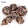 7 шт., металлические кубики с медной башней, набор полых металлических многогранных кубиков, подходящий для ролевой игры, настольной игры, карточной игры