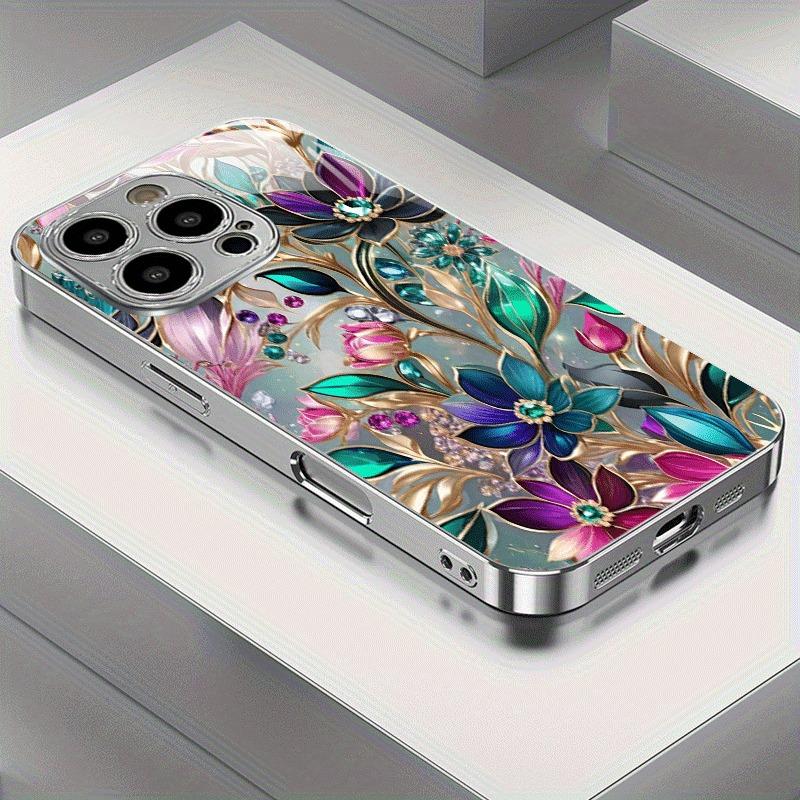 Роскошный цветной чехол для телефона с цветочным узором, гальванизированный, для Samsung Galaxy S25 S24 S23 Ultra Plus FE, защитное стекло