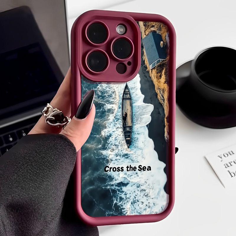 Синий морской принт противоударный чехол для iPhone 16 Pro Max 15 14 Pro 13 12 11 8 7 мягкий силиконовый защитный матовый чехол для телефона TPU