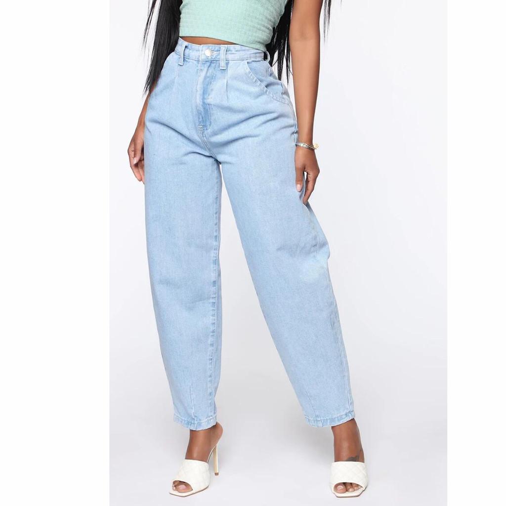 Джинсы - бананы с высокой посадкой, свободные