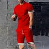Модный летний комплект для джентльмена Leader Mouth Striped Printed Casual Suit Breathable And Absorbing Free Mens Tracksuit