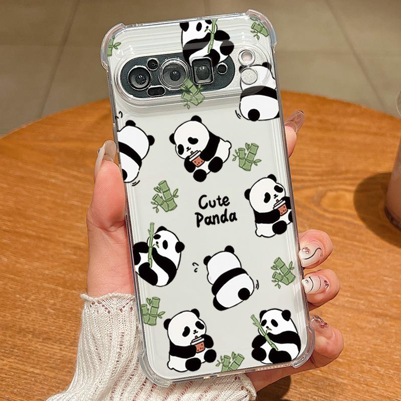 Cute Panda Pattern TPU Phone Case For Google Pixel 9 Pro Pixel 9 Pro XL Soft Silicone Transparent Back Cover For Google Pixel 9A