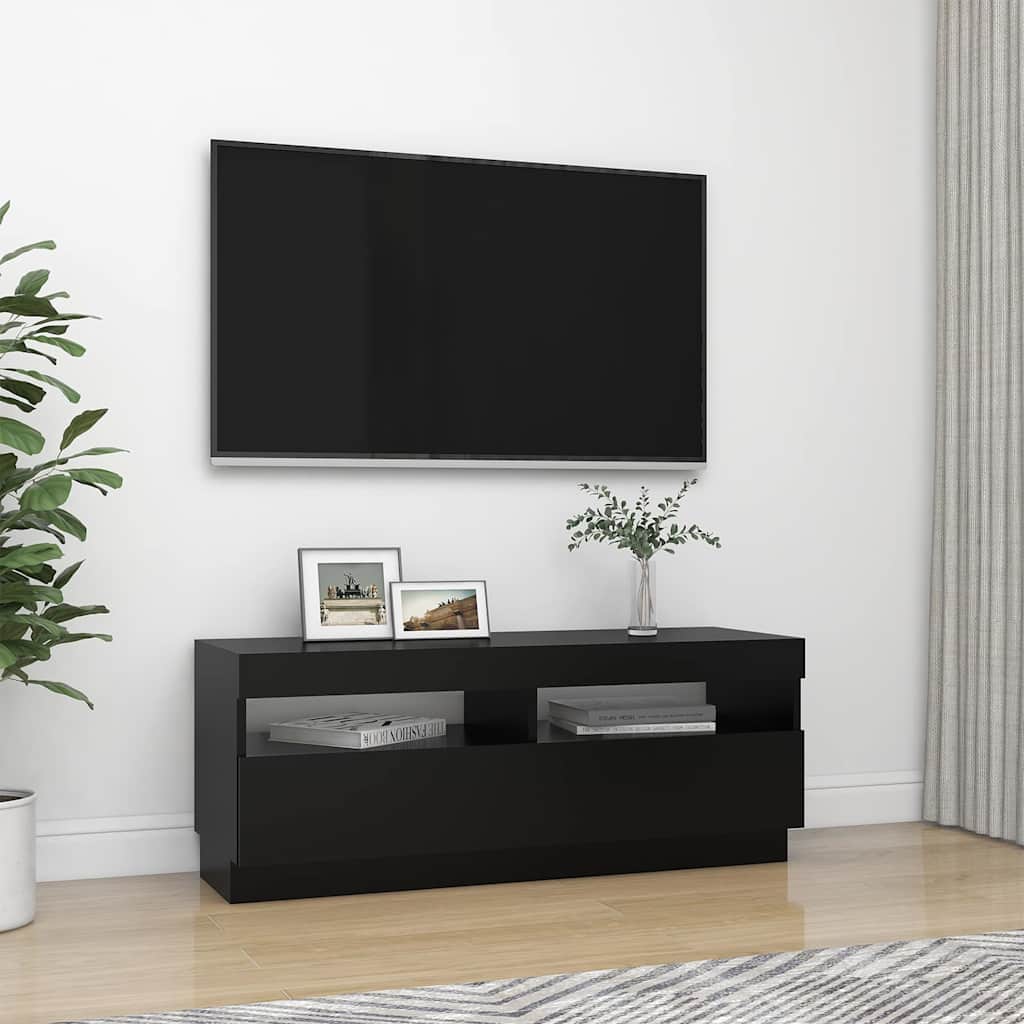 Vidaxl Szafka Pod Tv Z Oświetleniem Led, Czarna, 100X35X40 Cm