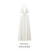 Kaslead New Women Clothes Western Style Fashion Deep V Hanging Neck Dress Temperament Beach Skirt