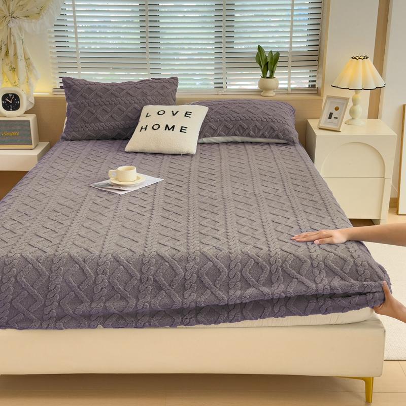 Утолщенная теплая простыня на резинке, однотонное бархатное постельное белье из тафты, двуспальная кровать размера «king-size», чехол для зимнего матраса, мягкий