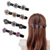 4pcs Sparkling Crystal Stone Braided Hair Clips Women Satin Fabric Hair Clips,Rsvelte Braided Hair Clip with 3 Small Clips, Multi Clip Hair Barrette